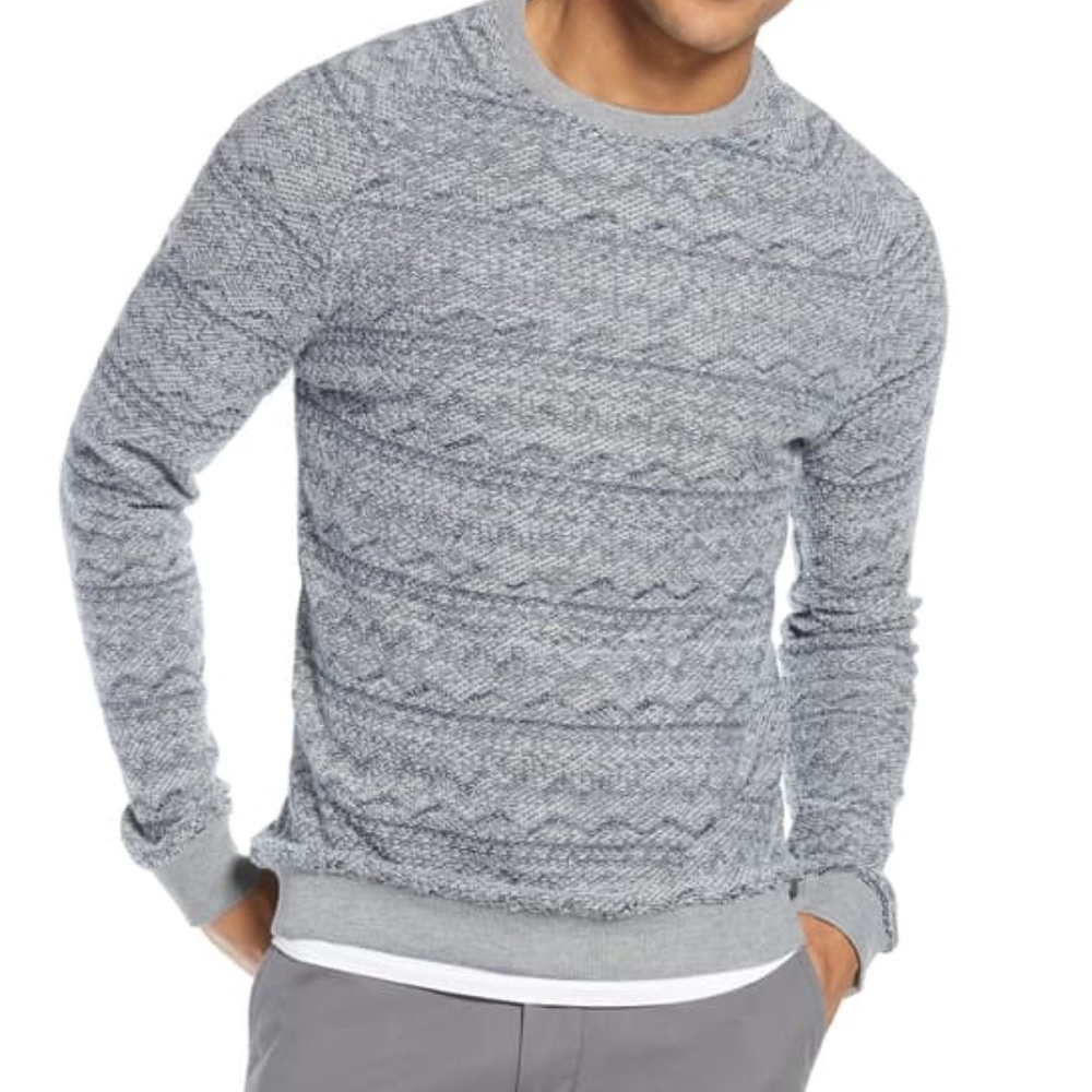 1901 Zigzag Patterned Sweatshirt Pullover Grey NEW